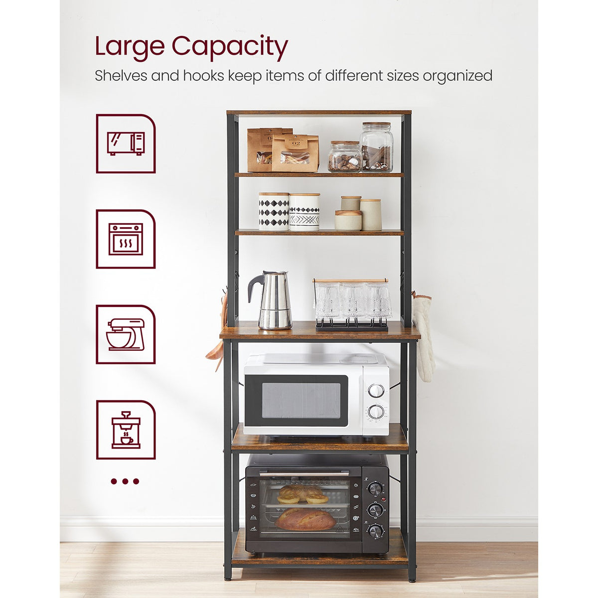 Coffee Bar With 6-Tier Shelves - product photo 04