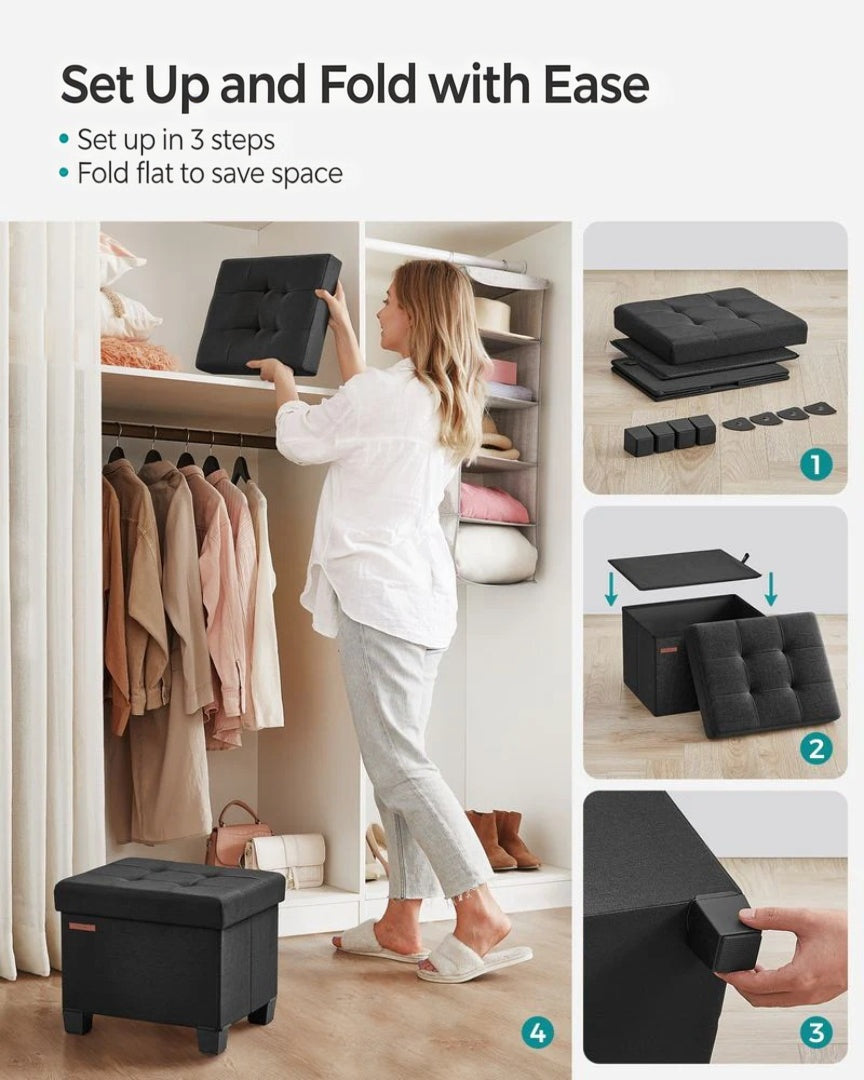 Small Storage Ottoman Foot Rest With Legs & Foldable Design – product view 9 | Amaraloft