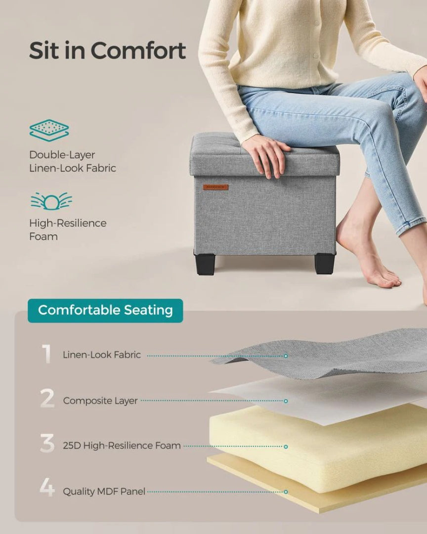 Small Storage Ottoman Foot Rest With Legs & Foldable Design – product view 12 | Amaraloft