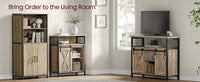 Dining Storage Sideboard With Sliding Doors, Rustic Brown Buffet Cabinet - product photo 29