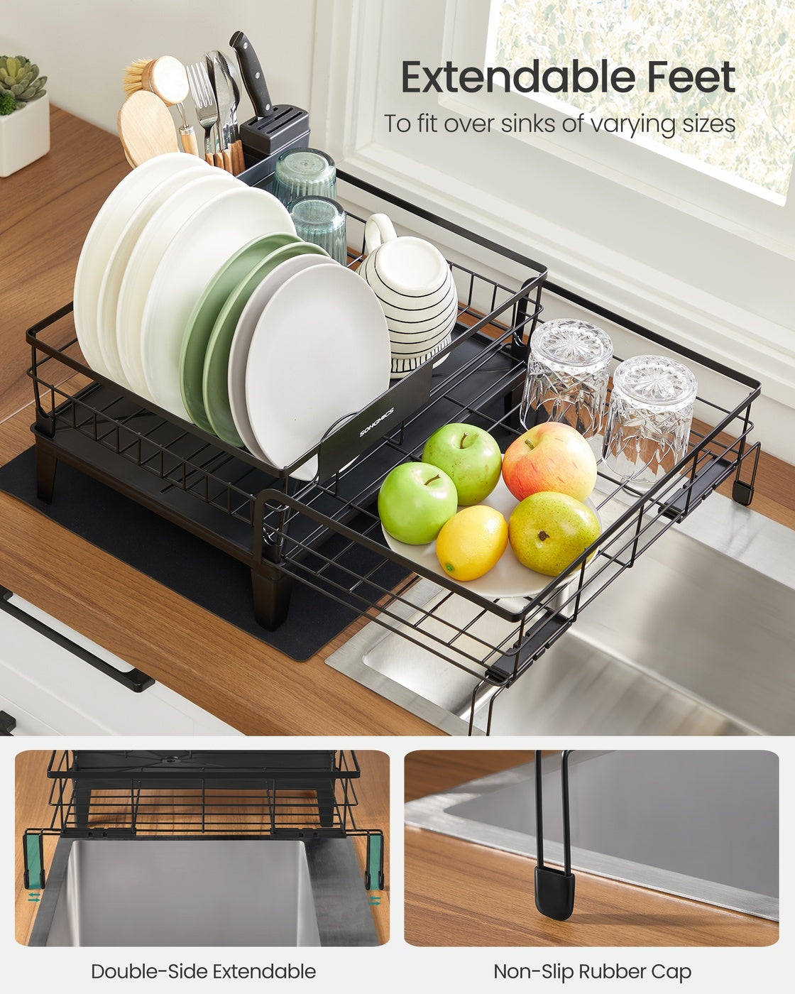 Dish Kitchen Dish Rack With Drainboard - product photo 03