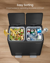 Double Compartment Stainless Steel Trash Can With Soft Close Lids - product photo 58
