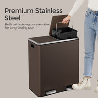 Dual Compartment Kitchen Trash Can With Airtight Hinged Lids - product photo 15