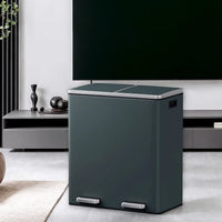 Dual Compartment Kitchen Trash Can With Airtight Hinged Lids - ULTB35B60GS