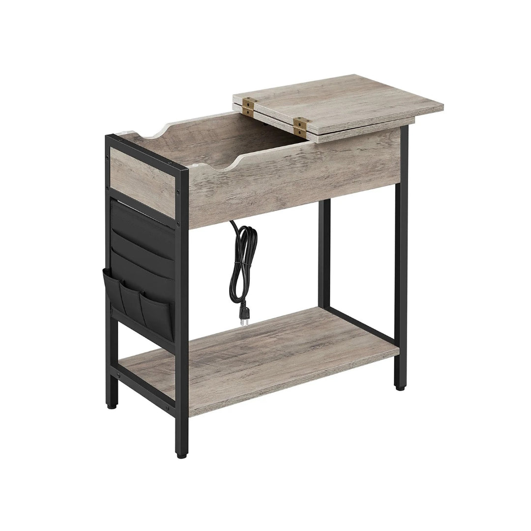 End Table With USB Ports And Power Outlets Storage Shelf – product view 3 | Amaraloft