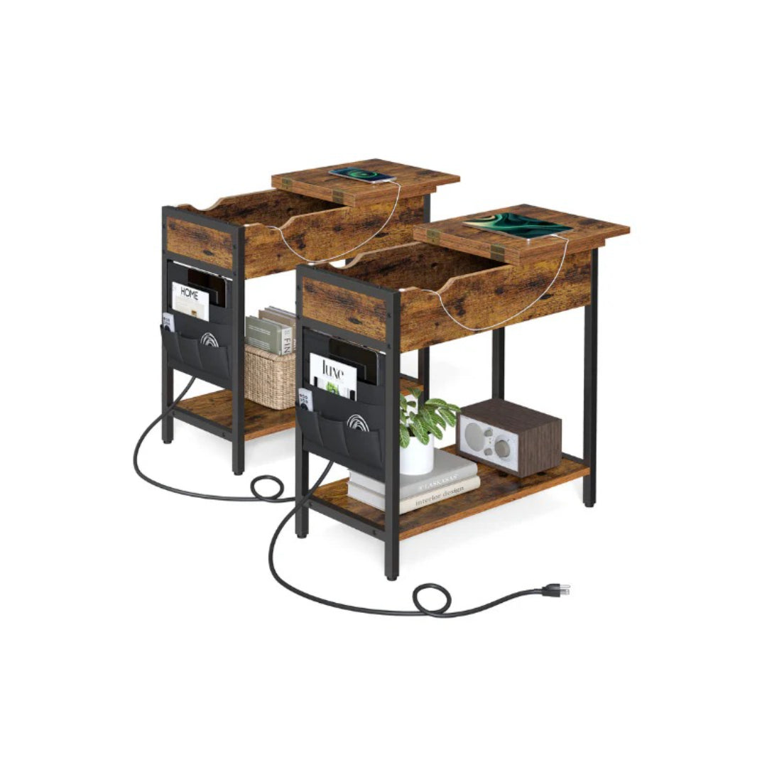 End Table With USB Ports And Power Outlets Storage Shelf – product view 5 | Amaraloft