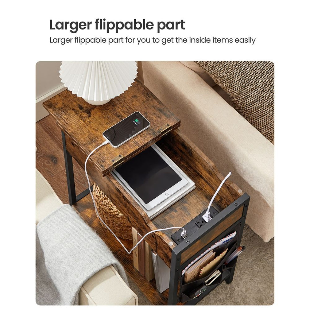 End Table With USB Ports And Power Outlets Storage Shelf – product view 8 | Amaraloft