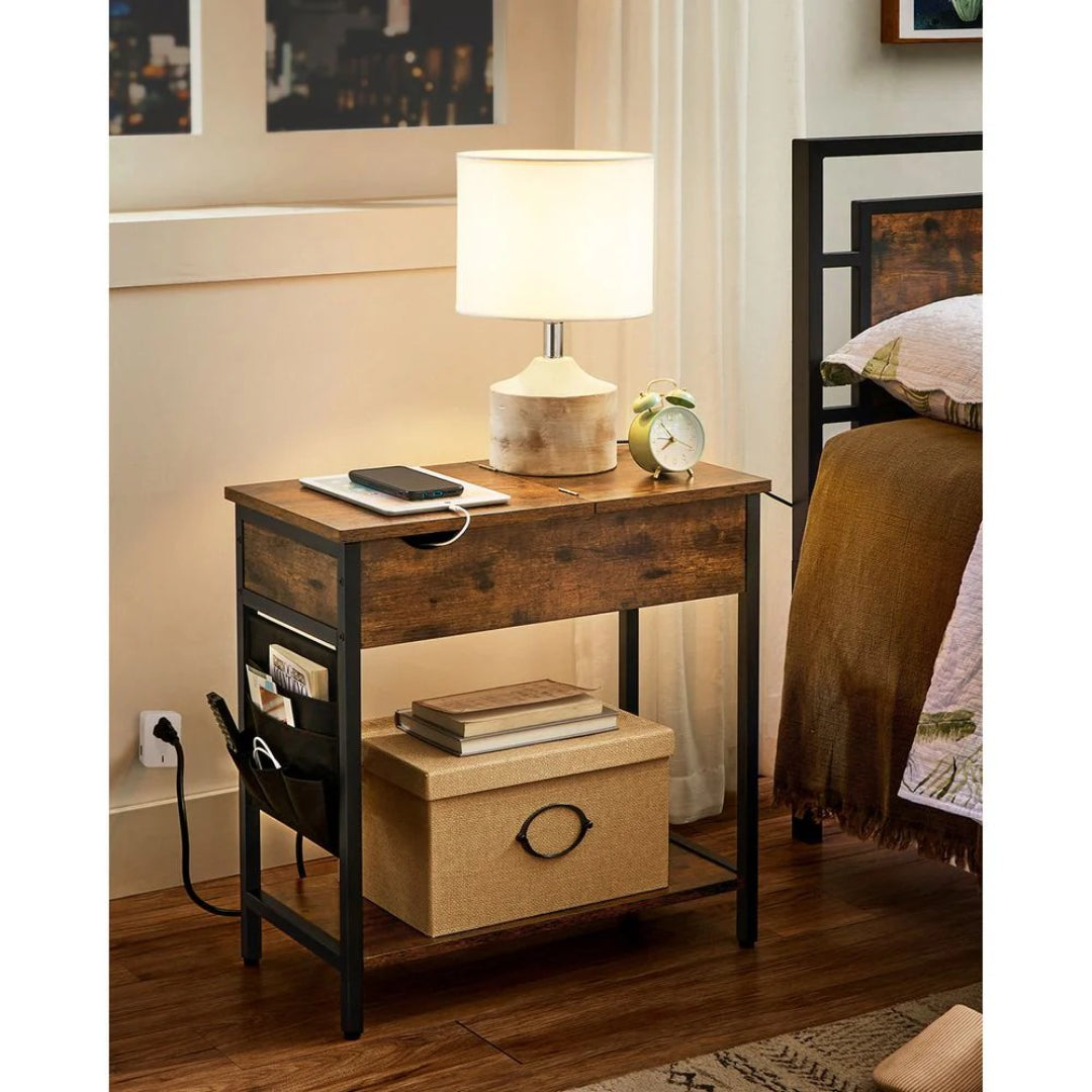 End Table With USB Ports And Power Outlets Storage Shelf – product view 9 | Amaraloft
