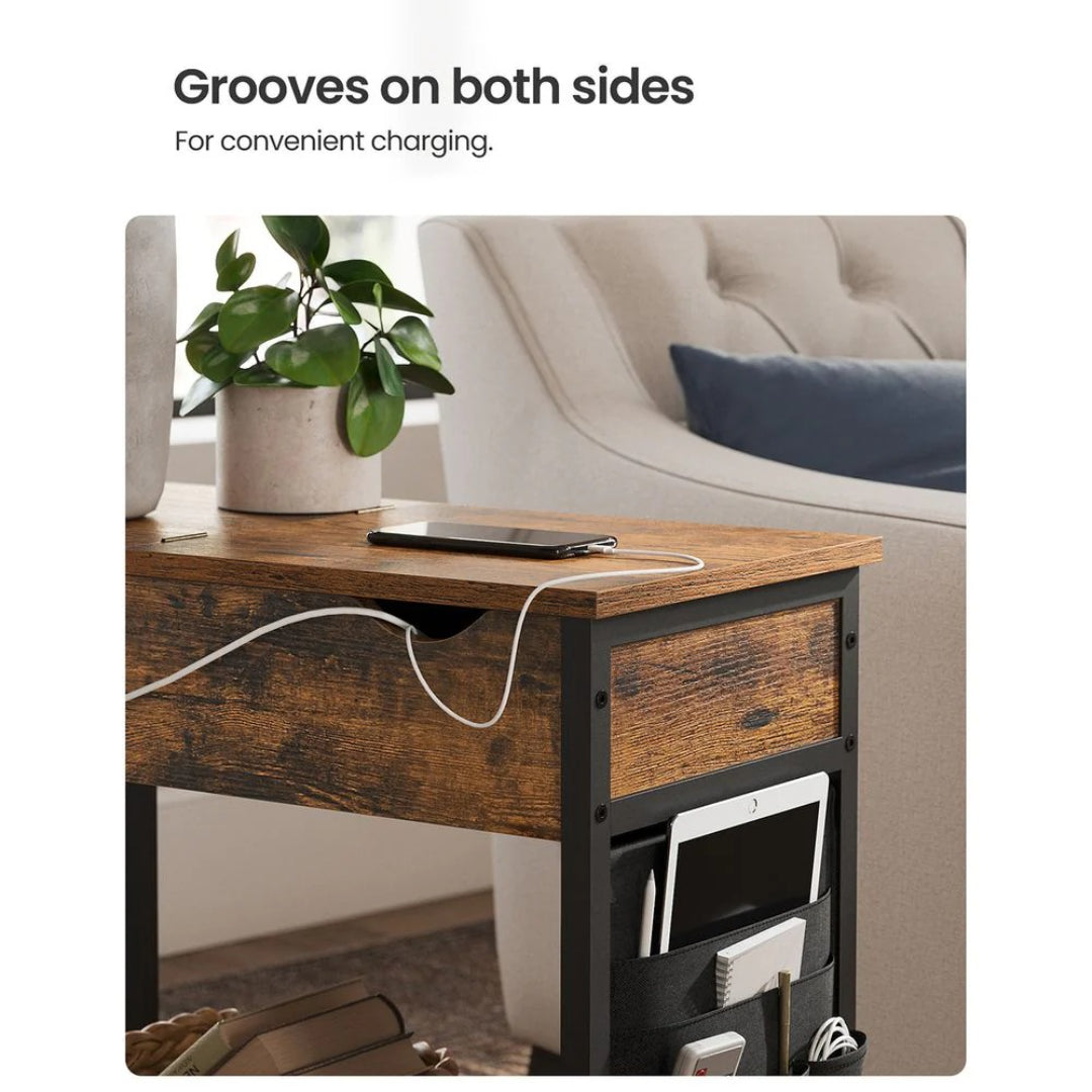 End Table With USB Ports And Power Outlets Storage Shelf – product view 10 | Amaraloft
