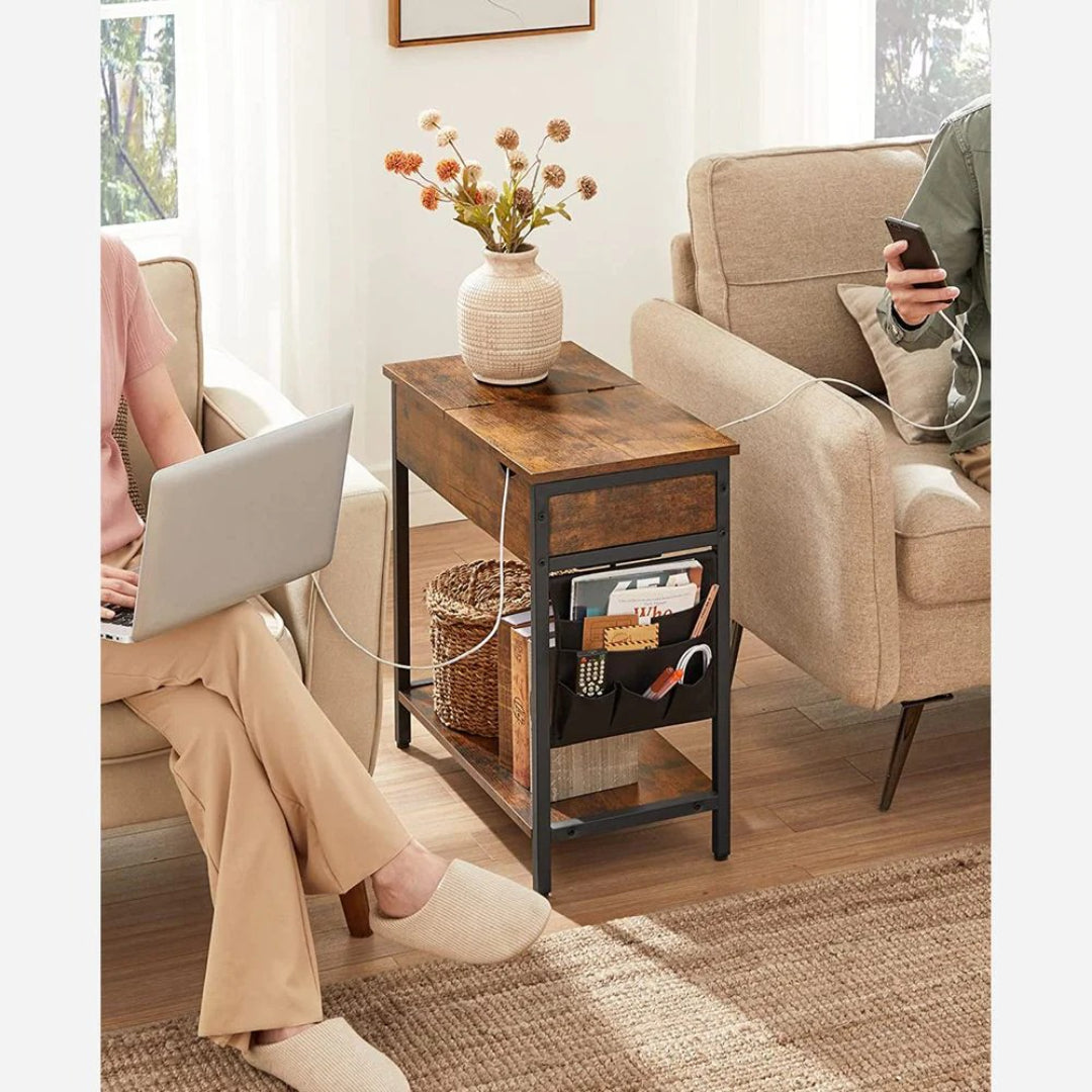 End Table With USB Ports And Power Outlets Storage Shelf – product view 13 | Amaraloft