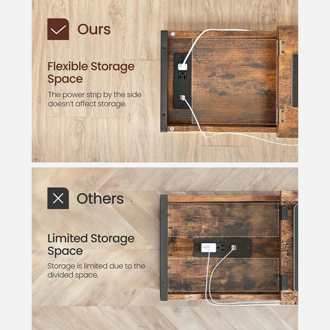 End Table With USB Ports And Power Outlets Storage Shelf – product view 15 | Amaraloft