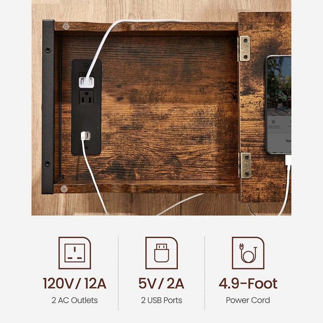 End Table With USB Ports And Power Outlets Storage Shelf – product view 16 | Amaraloft