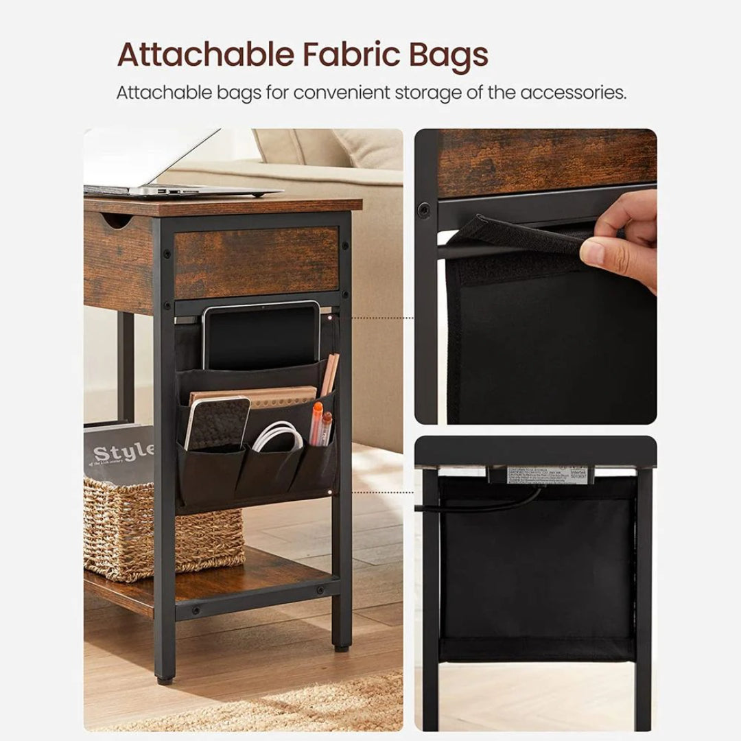 End Table With USB Ports And Power Outlets Storage Shelf – product view 18 | Amaraloft