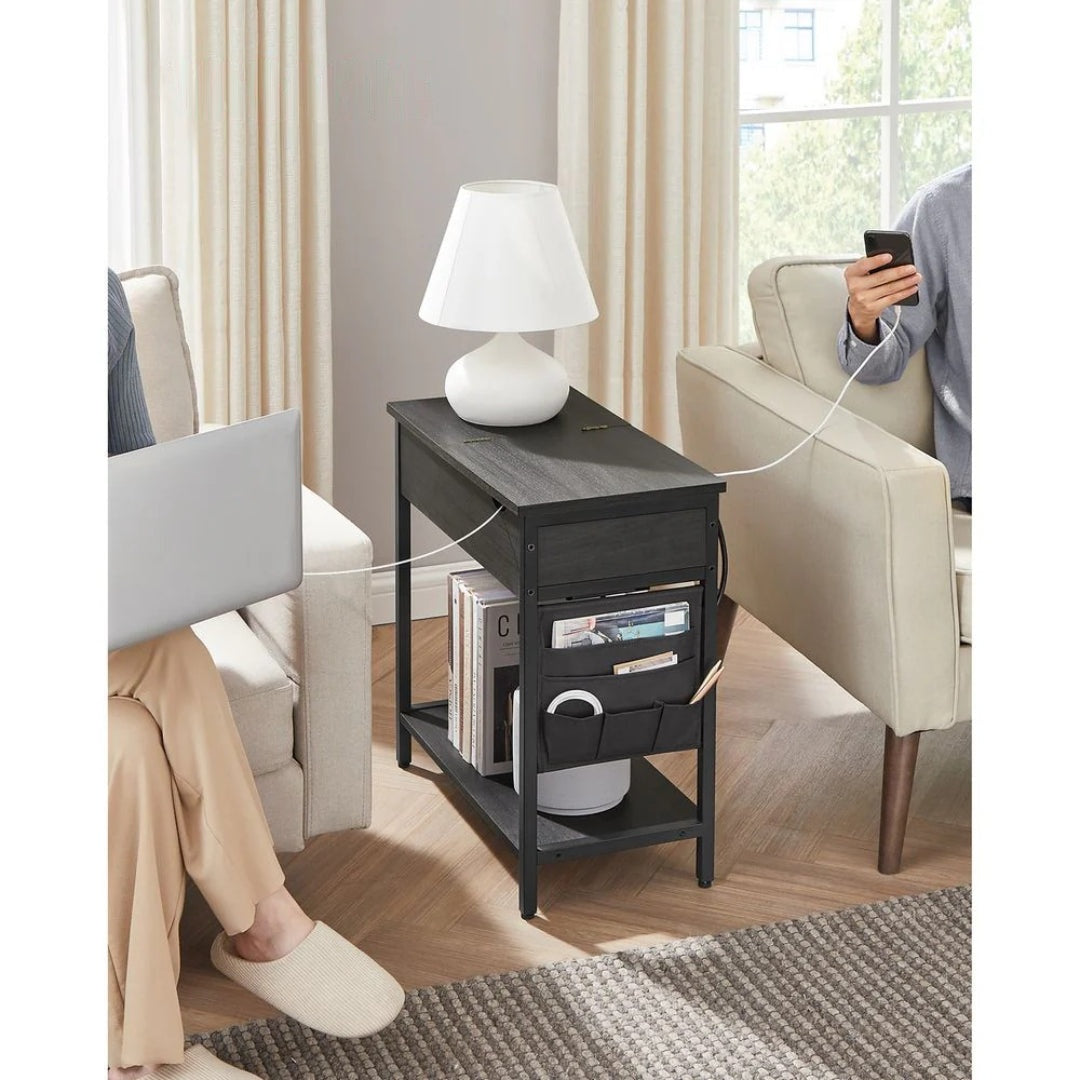 End Table With USB Ports And Power Outlets Storage Shelf – product view 20 | Amaraloft