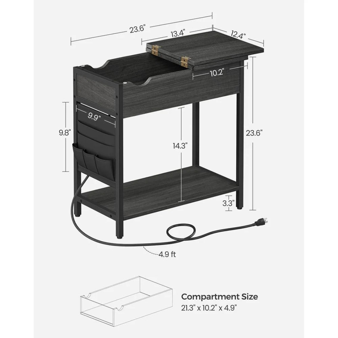 End Table With USB Ports And Power Outlets Storage Shelf – product view 23 | Amaraloft