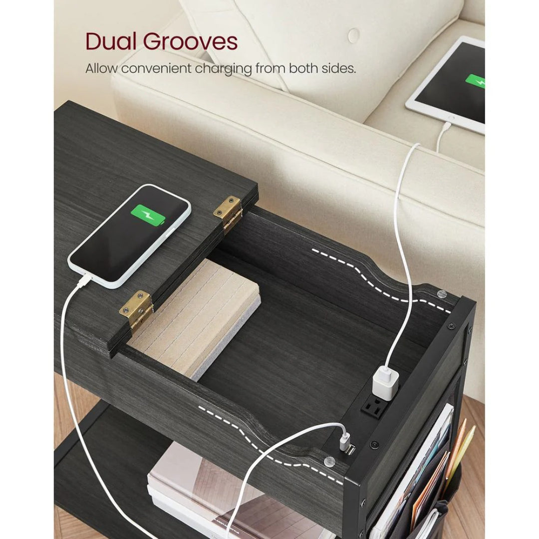 End Table With USB Ports And Power Outlets Storage Shelf – product view 24 | Amaraloft