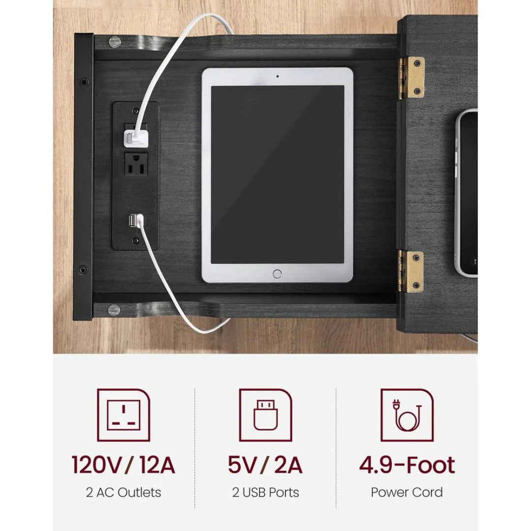 End Table With USB Ports And Power Outlets Storage Shelf – product view 25 | Amaraloft