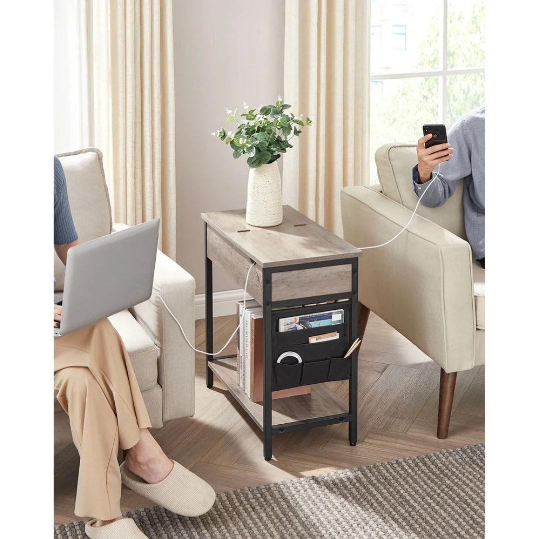 End Table With USB Ports And Power Outlets Storage Shelf – product view 27 | Amaraloft