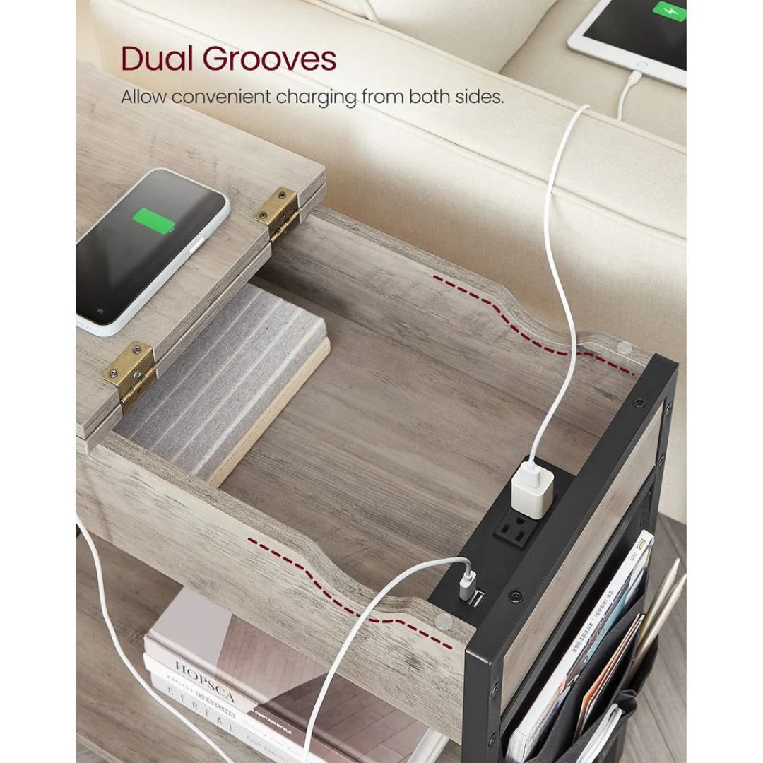 End Table With USB Ports And Power Outlets Storage Shelf – product view 31 | Amaraloft