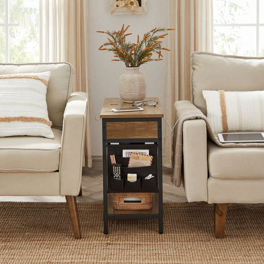 End Table With USB Ports And Power Outlets Storage Shelf – product view 33 | Amaraloft