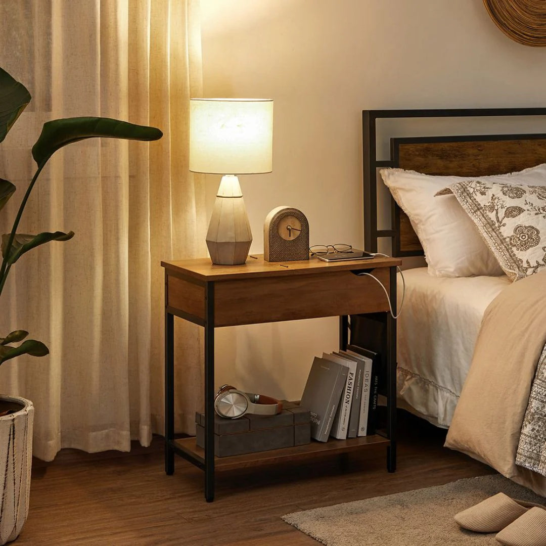 End Table With USB Ports And Power Outlets Storage Shelf – product view 35 | Amaraloft