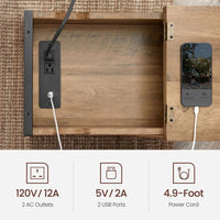 End Table With USB Ports And Power Outlets Storage Shelf – product view 36 | Amaraloft