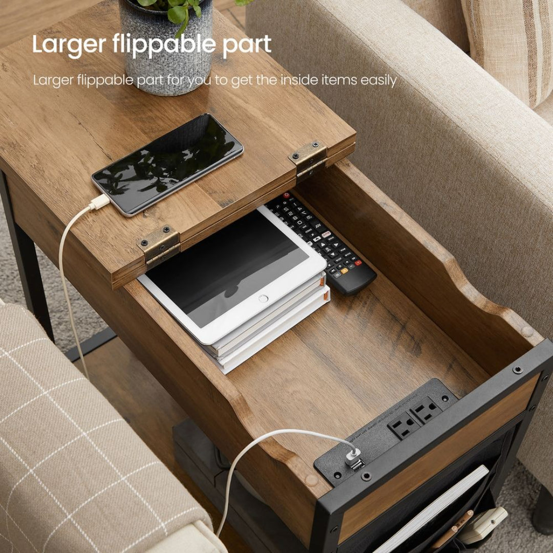 End Table With USB Ports And Power Outlets Storage Shelf – product view 37 | Amaraloft