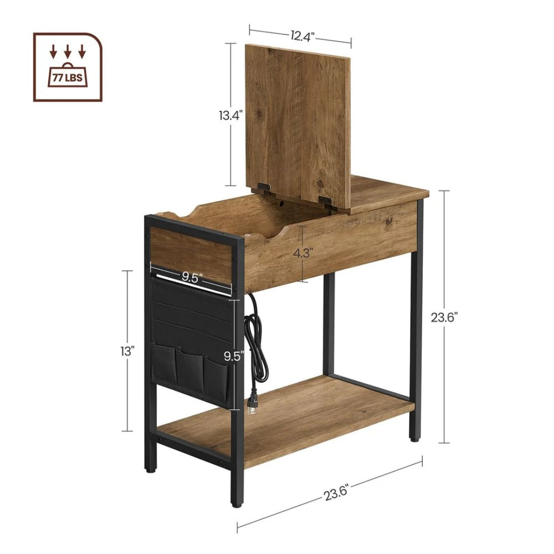 End Table With USB Ports And Power Outlets Storage Shelf – product view 38 | Amaraloft