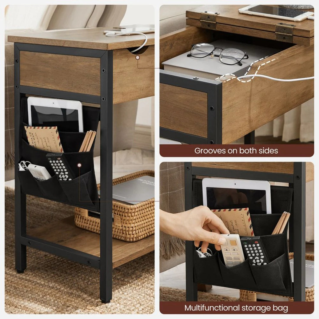 End Table With USB Ports And Power Outlets Storage Shelf – product view 39 | Amaraloft