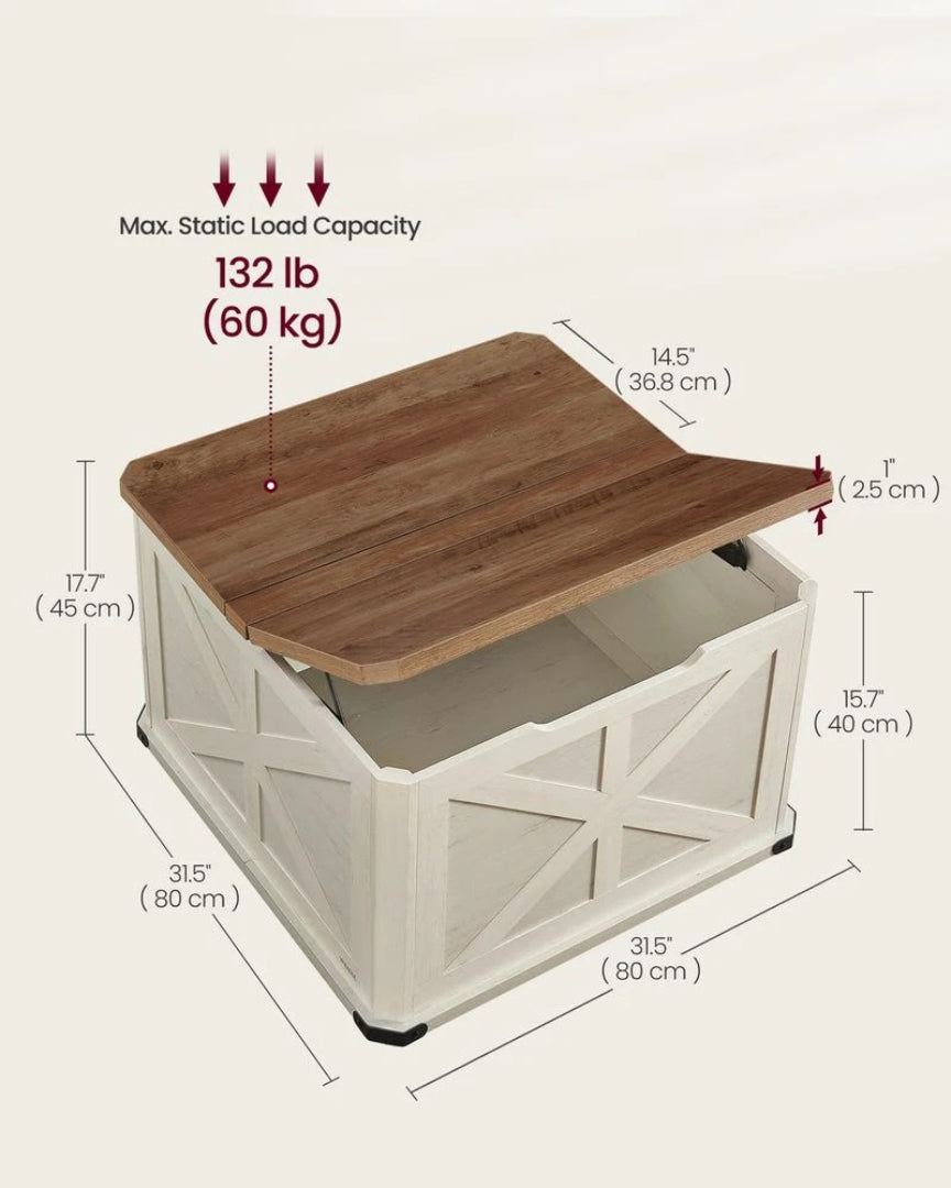 Farmhouse Coffee Table with Hidden Storage and Flip Top Lids – product view 8 | Amaraloft