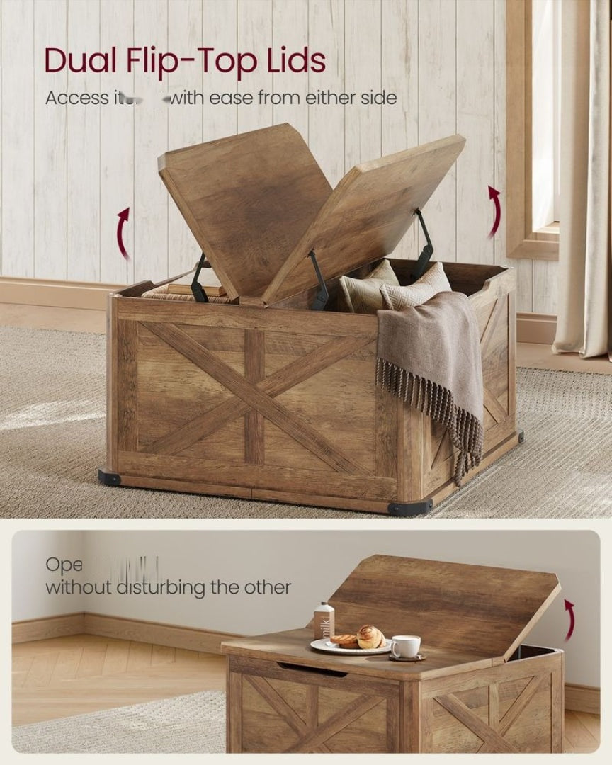 Farmhouse Coffee Table with Hidden Storage and Flip Top Lids – product view 13 | Amaraloft