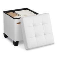 Faux Leather Cube Storage Ottoman With Legs - product photo 13