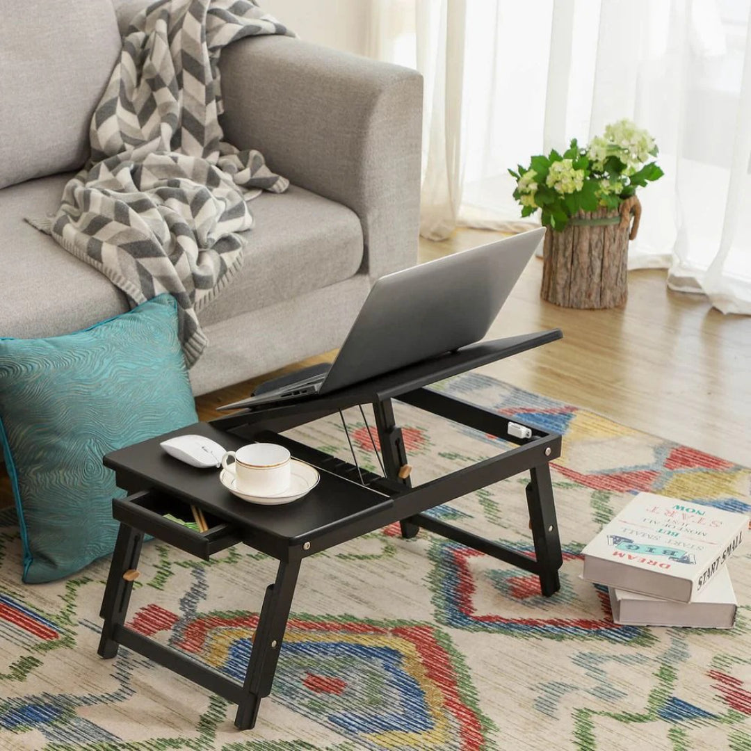 Bamboo Laptop Bed Desk With Tilting Top & Adjustable Height – product view 11 | Amaraloft
