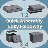 Foldable Storage Ottoman Footrest For Living Room Bedroom And Dorm - product photo 04