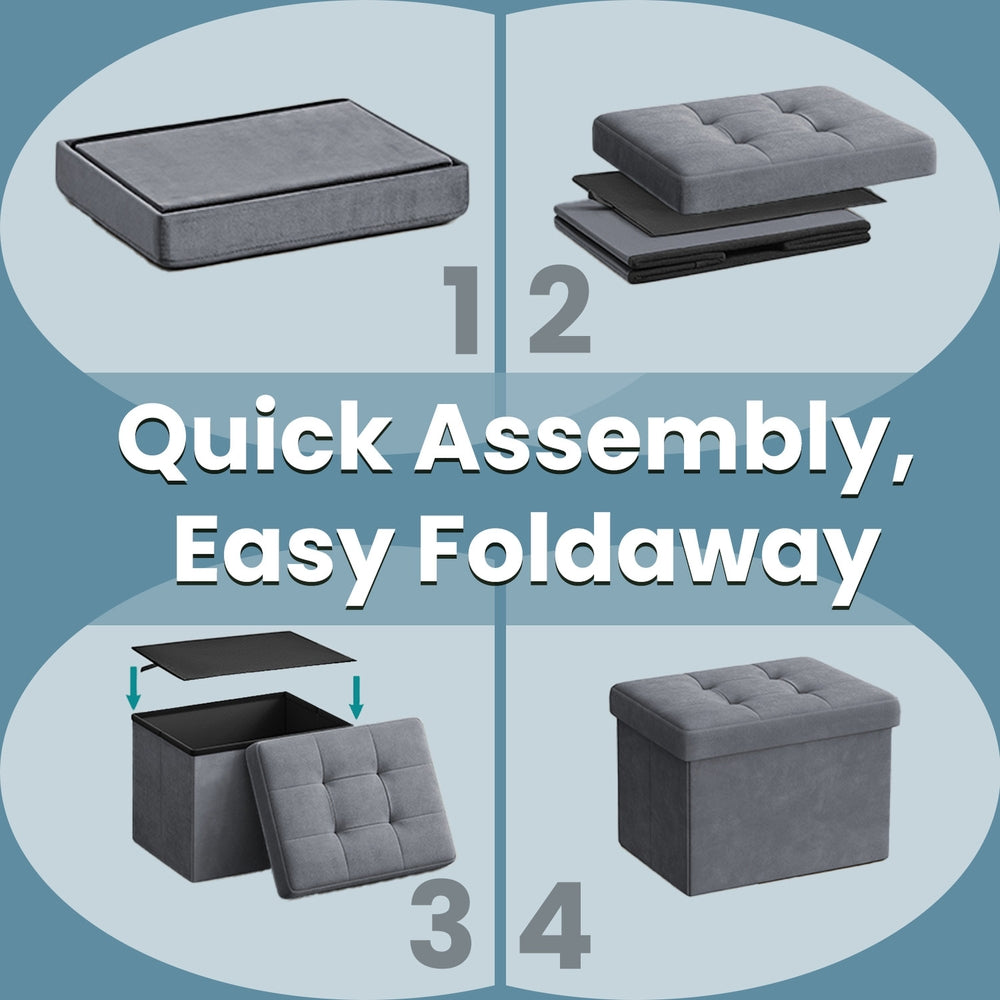 Foldable Storage Ottoman Footrest For Living Room Bedroom And Dorm - product photo 14