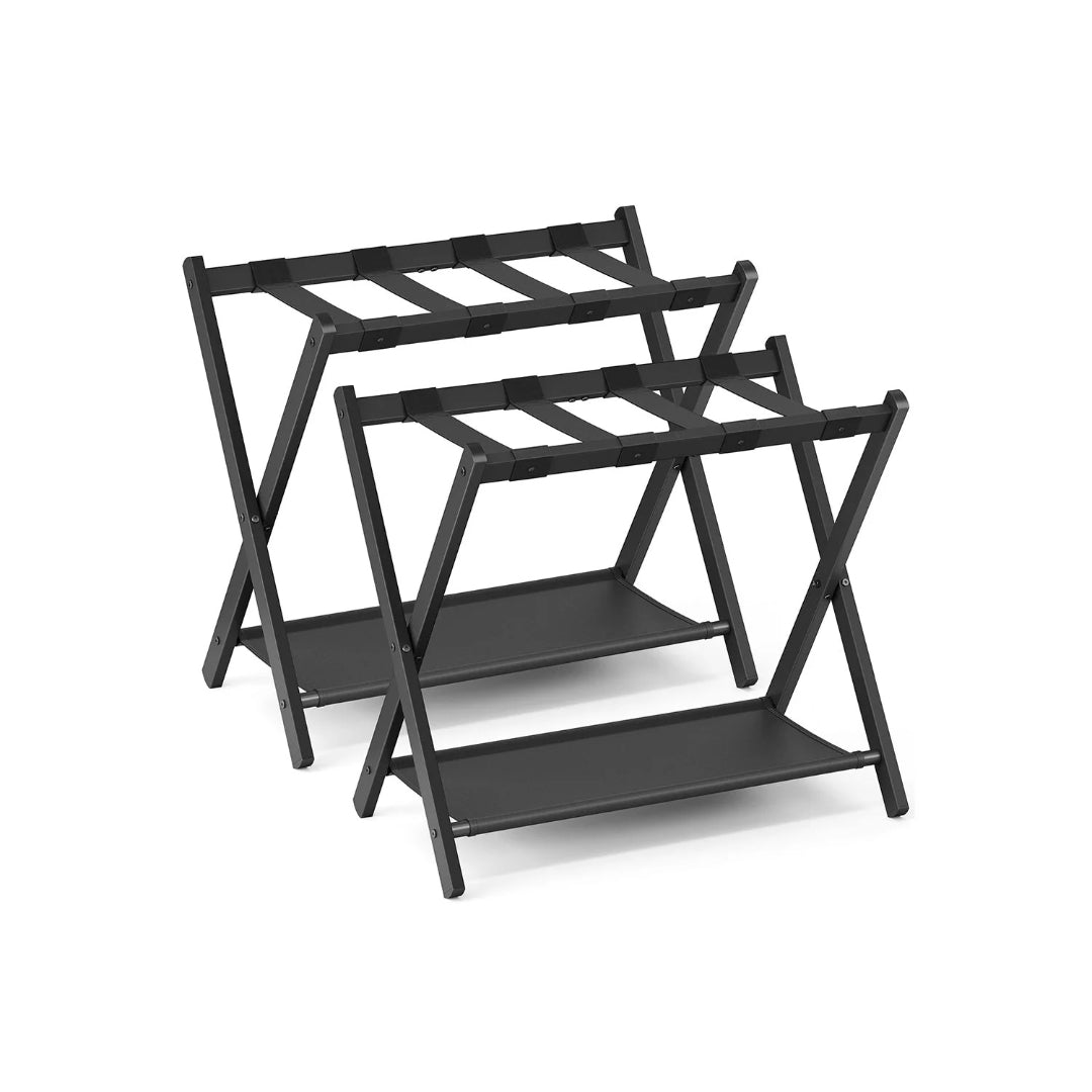 Folding Luggage Rack With Shelf Steel Suitcase Stand – product view 2 | Amaraloft