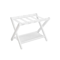 Folding Luggage Rack With Storage Shelf Bamboo Suitcase Stand – product view 5 | Amaraloft