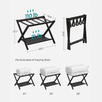 Folding Luggage Rack With Storage Shelf Bamboo Suitcase Stand – product view 10 | Amaraloft