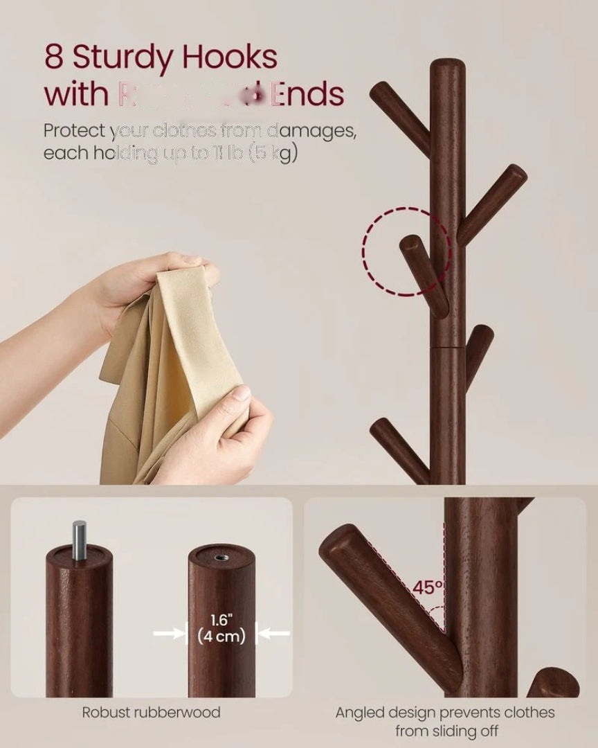 Solid Wood Coat Rack With 7 Hooks – product view 5 | Amaraloft