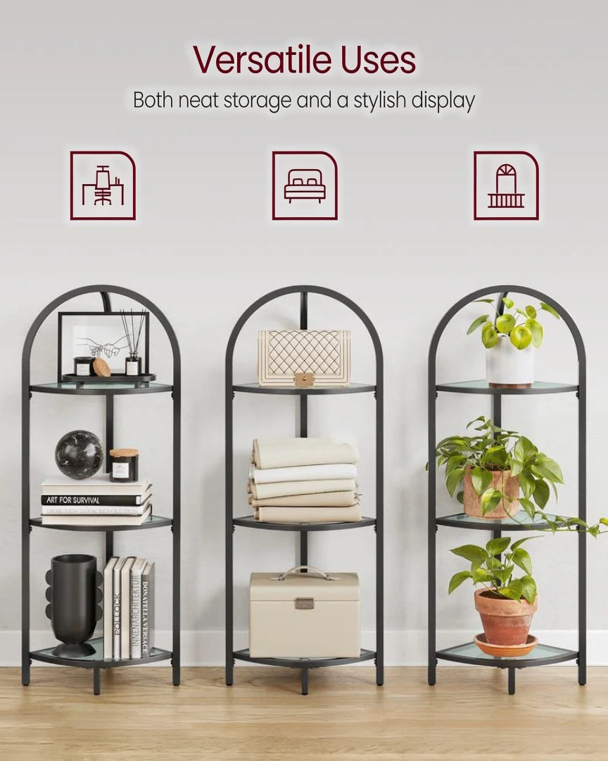 Glass Corner Shelf Stand 3 Or 5 Tier Storage Display Shelf – product view 13 | Amaraloft