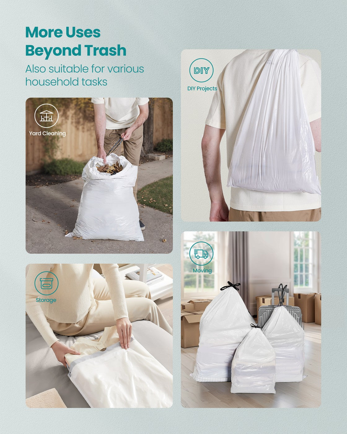 Heavy-Duty Garbage Bags With Drawstrings - product photo 10
