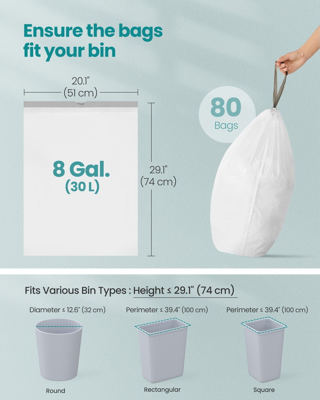 Heavy-Duty Garbage Bags With Drawstrings - product photo 13