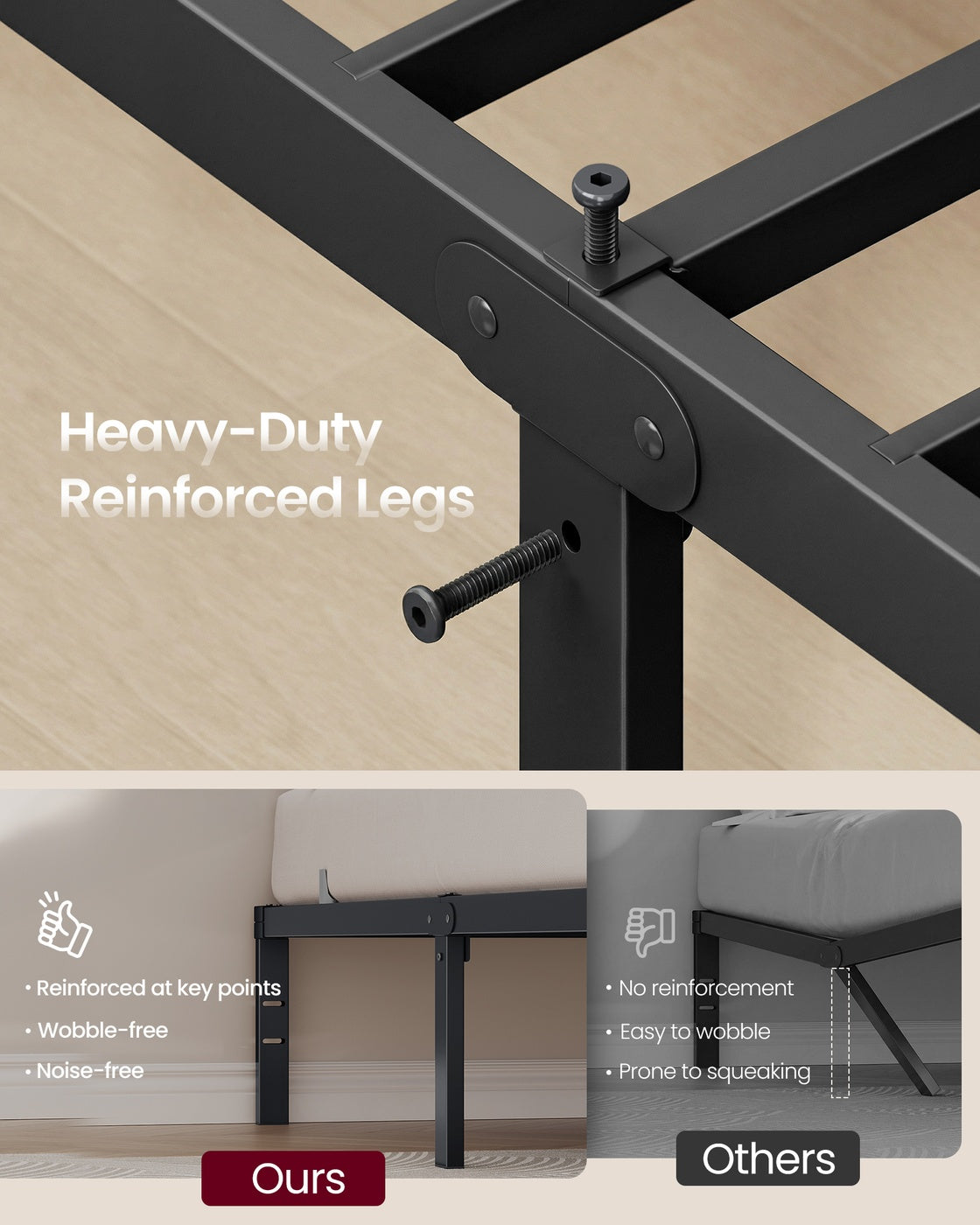 Heavy Duty Metal Bed Frame With Underbed Storage - product photo 04