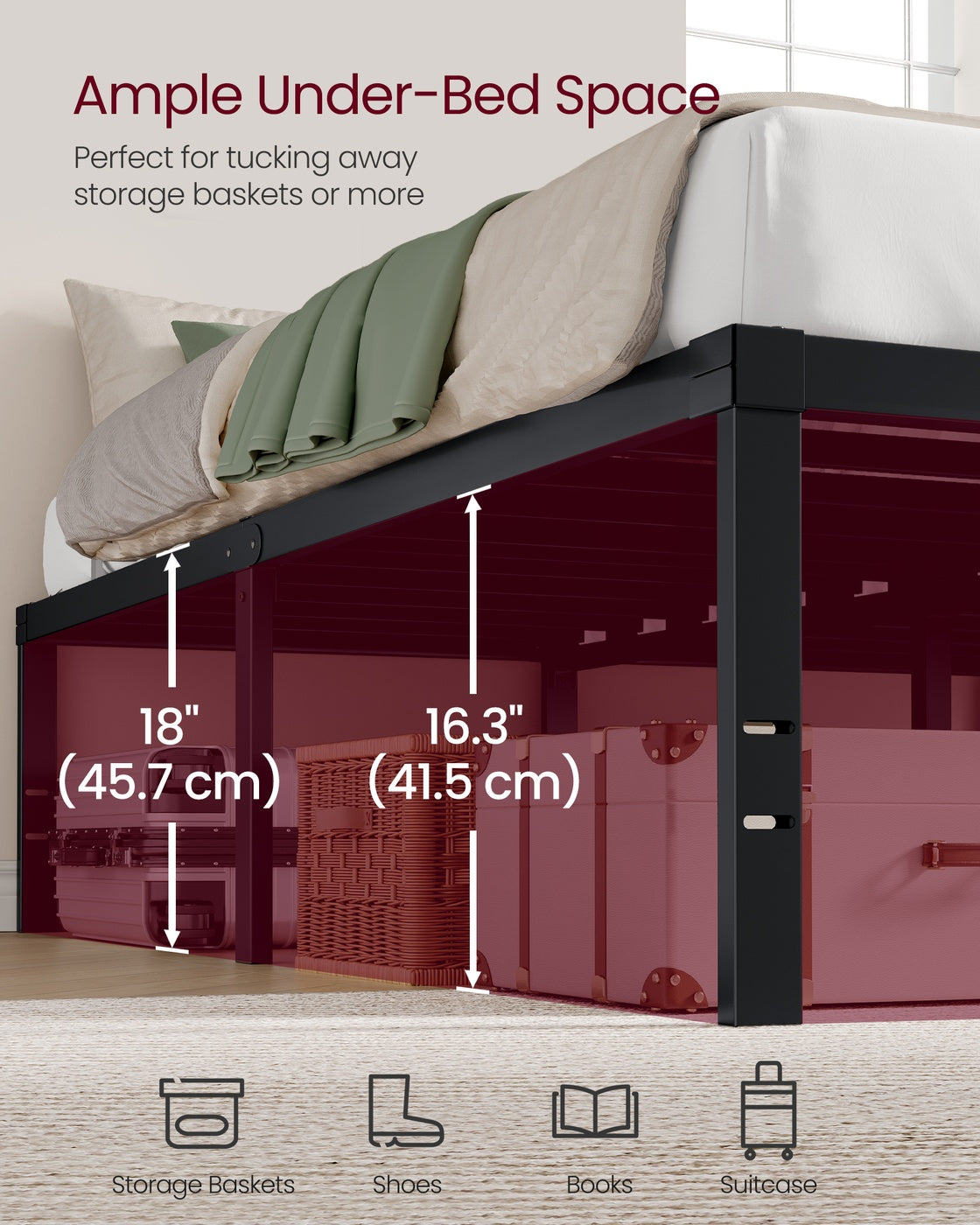 Heavy Duty Metal Bed Frame With Underbed Storage - product photo 07