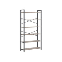 6 Tier Industrial Bookshelf With Steel Frame – product view 3 | Amaraloft