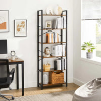 6 Tier Industrial Bookshelf With Steel Frame – product view 12 | Amaraloft