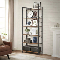 6 Tier Industrial Bookshelf With Steel Frame – product view 16 | Amaraloft