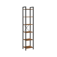 6 Tier Narrow Bookcase With Steel Frame – product view 1 | Amaraloft