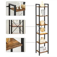 6 Tier Narrow Bookcase With Steel Frame – product view 4 | Amaraloft