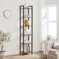 6 Tier Narrow Bookcase With Steel Frame – product view 6 | Amaraloft
